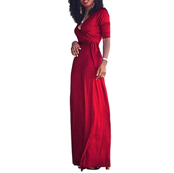 French Quarter Front Slit Wrap Maxi Belted Dress - Picture 3 of 5